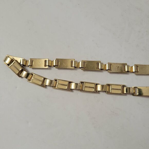 Vintage 80\'s 90\'s Gold Tone Enamel Panel Link Belt Buckle Clasp 28\